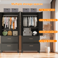 Organisateur de garde-robe tout-en-un en acier, armoire métallique à 2 portes avec 4 tiroirs à compartiments, serrure à combinaison/clé, rangement durable