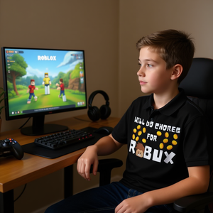 Los jugadores principiantes y profesionales harán tareas para conseguir camisetas de Robux Boys - Product Image 3