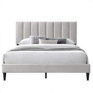 <span class=keywords><strong>Lit</strong></span> moderne rembourré avec cadre à lattes, <span class=keywords><strong>lit</strong></span> double, couverture douce, tête <span class=keywords><strong>de</strong></span> <span class=keywords><strong>lit</strong></span> rembourrée, matelassage vertical, cadre robuste, confort <span class=keywords><strong>de</strong></span> couchage élevé - Product Image 1