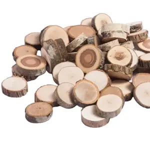 Small Wood Slices Crafts Cookies Log Rounds 100Pcs 1.5-2.5cm Rustic Wedding Centerpiece Ornaments DIY Unfinished Natural Pieces