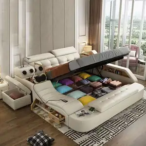 Urniture-Juego de dormitorio moderno de lujo, conjunto pequeño de cama king de China, muebles de dormitorio de diferentes colores