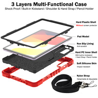 Casing Tablet Anti Benturan Heavy Duty untuk iPad Generasi ke-10 10.9 Inch, Penutup Tablet Tangguh dengan Penyangga Putar untuk Samsung A9