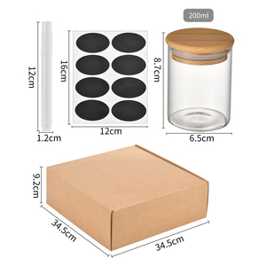 Frascos <span class=keywords><strong>de</strong></span> Vidrio Transparente Cilíndricos Premium <span class=keywords><strong>con</strong></span> Tapas <span class=keywords><strong>de</strong></span> Bambú para Almacenar Granos <span class=keywords><strong>de</strong></span> Café, Té, Hierbas y Especias, Juego <span class=keywords><strong>de</strong></span> 12 Unidades - Product Image 6