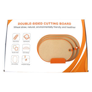 Tabla de cortar de paja natural de 3 piezas ecológica sin BPA, juego de tabla de cortar de fibra de trigo para frutas y verduras con soporte - Product Image 6