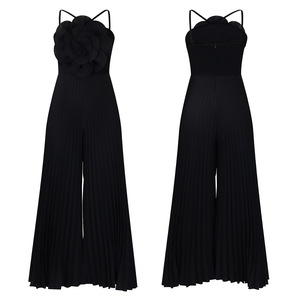 Nuovo <span class=keywords><strong>abbigliamento</strong></span> da donna Sexy tuta a pieghe in tinta unita con grande fiore largo per feste estive - Product Image 2