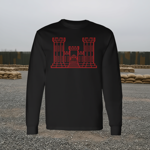 Usace Sapper T-shirt à manches longues de qualité supérieure, design militaire, motif château rouge - Product Image 3