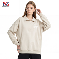 Sweat à capuche personnalisé épais à col rabattu et fermeture éclair quart de tour, style streetwear, pour femme