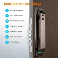 Serrure de Porte Intelligente Glomarket avec Reconnaissance Faciale 3D, Caméra, Empreinte Digitale, Sécurité Entièrement Automatique, Compatible Tuya Wi-Fi