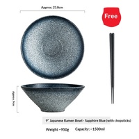 Bol à ramen en céramique de style japonais sous glaçure, style simple – Compatible micro-ondes, grande capacité, pour restaurant et usage domestique