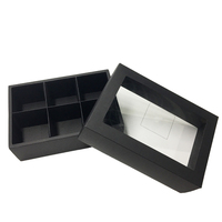 Boîte en papier rigide recyclable avec lamination mate noire personnalisée, grande boîte cadeau pour boules de Noël avec couvercle et fenêtre en PVC