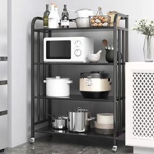 High Capacity Carbon Steel Metal <b>Rolling</b> Utility Cart Indoor Storage <b>Rack</b> Save Space with High Efficiency Storage Solution - Product Image 2