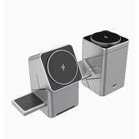 Nouveau chargeur sans fil magnétique trois-en-un, charge rapide, sortie 15W pour utilisation sur bureau, compatible avec les téléphones, support rotatif