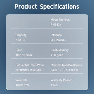 エンタープライズSSD PM983a 7.68テラバイトU.2 PCIe3.0 MZ-QLB7T6Bサムスン用新しい外部Hdd NVMeサーバー高性能ディスク - Product Image 5