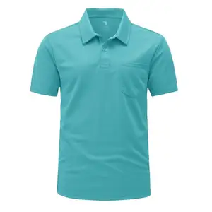 Kaus Polo pria, t-shirt musim panas lengan pendek menyerap cepat kering kasual kerja Golf atasan Polos Pour Hommes dengan saku