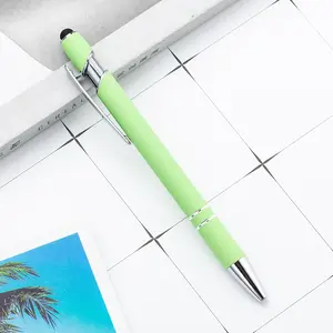 Promotionele Metalen Aluminium Staaf Spuiten 2 In1 Pers Type Touchscreen Pen Promotie Cadeau Reclame Aangepaste Balpen