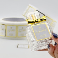 Fabricant d'étiquettes de parfum personnalisées en vinyle mat doré résistant à l'alcool, étiquettes de bouteille de parfum de luxe