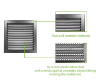 Grille d'aération carrée moderne en aluminium et acier galvanisé Ruiboyou avec moustiquaire intégrée pour les conduits de ventilation des sous-sols - Vente flash