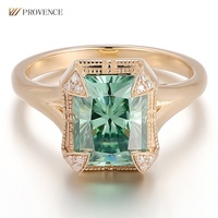 Bague en moissanite verte taille radiant 3 carats, fabrication personnalisée en usine 2025, or véritable massif 10K 14K 18K, bagues de mariage, cadeau de fête pour femmes