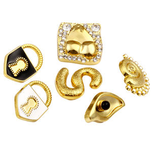 Boutons-<span class=keywords><strong>pression</strong></span> métalliques personnalisés en alliage de zinc irrégulier, 4 pièces, <span class=keywords><strong>pour</strong></span> <span class=keywords><strong>manteau</strong></span>, avec strass, grande boucle décorative dorée <span class=keywords><strong>pour</strong></span> sac - Product Image 3