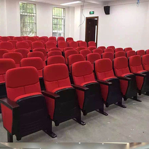 Vente en gros de chaises auditorium d'église à bras rouges chaise d'église empilable rembourrée pour église - Product Image 6