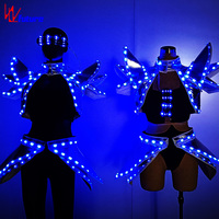 Robe Sexy Ouverte avec Télécommande Lumineuse Glow-in-the-Dark Costumes de Danse de Salon Vêtements Rave pour les Fêtes