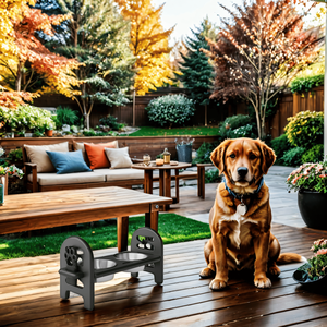 Tazón ajustable de acero inoxidable para mascotas con base duradera de HDPE para alimentación de agua de perros y gatos, uso en interiores y exteriores. - Product Image 6