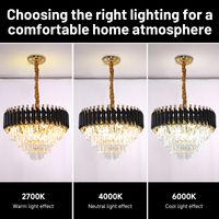 Lustre moderne de luxe en cristal, finition dorée, rond, multi-niveaux, lampe de plafond intérieure pour la maison, l'hôtel, directement de l'usine