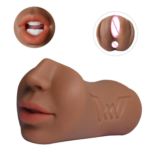 3-in-1 Realistischer Mund Pocket Pussy Oral Anal Masturbator für Männer Braun Erotikspielzeug TPE Künstliche Vagina - Product Image 1