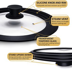 Coperchio <span class=keywords><strong>in</strong></span> Vetro Temperato Multiuso con Bordo <span class=keywords><strong>in</strong></span> <span class=keywords><strong>Silicone</strong></span>, <span class=keywords><strong>Coperchi</strong></span> Universali <span class=keywords><strong>in</strong></span> <span class=keywords><strong>Silicone</strong></span>, Confezione da 20 Pezzi - Product Image 3