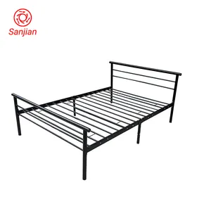 Single space saving modern design black white heavy duty home dormitory apartment steel metal single bed accommodation bed