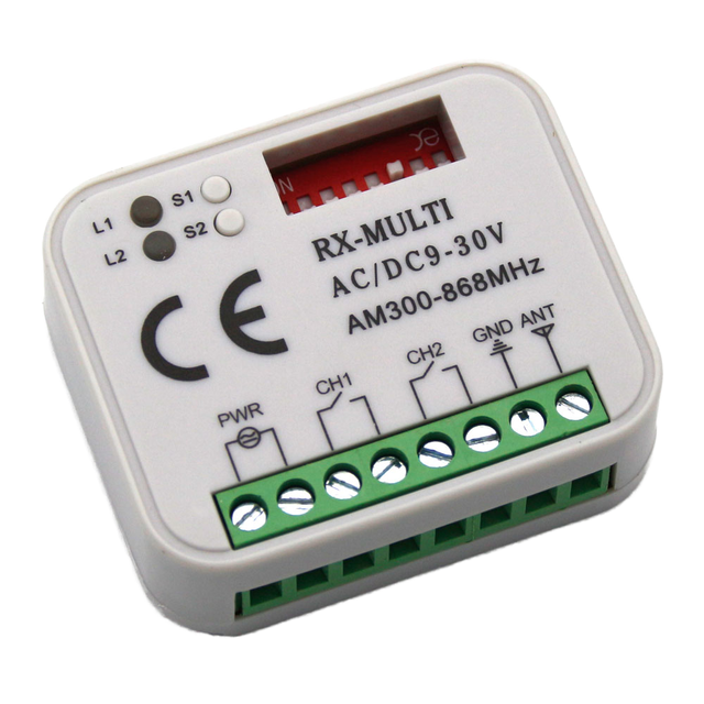 Universal Garage Door Remote Control Receiver 2 Channel 9-30V Rolling & Fixed Code Garage Door Remote Receiver
