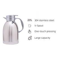 1800ml Dallah árabe olla de acero inoxidable 304 sin BPA tapa de plástico termo vacío cafetera