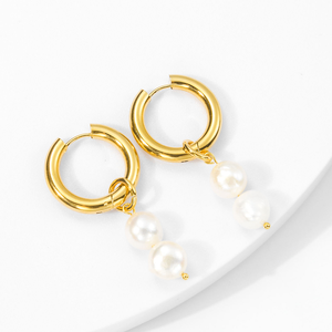 Joyería de perlas con patrón geométrico de moda, chapada en oro de alta gama y personalizada. - Product Image 2