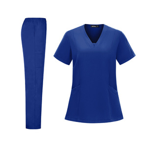 H Z M N O I V-Neck Scrub Set Moisture Wicking Breathable Elastic Quick Drying Women Hospital Uniforms Split Set - Product Image 3