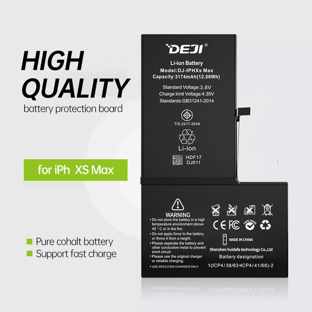 DEJI Mobile Phone Replacement Battery for iphone Xs Max RoHS PSE KC TIS