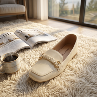 Nouvelle Collection 2027 – Mocassins Femme Décontractés en Cuir Microfibre Respirant à Semelle Souple avec Chaîne Métallique, Bout Carré, Style Old Money Chic Français