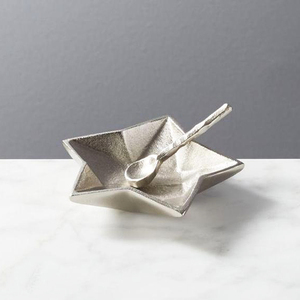 Salt and Pepper Shaker Bowl Design With Spoon Gold & Nickel Color Kitchenware Tableware Kitchen <b>Utility</b> Holder - Product Image 4