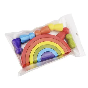DIY儿童木制彩虹玩具创意木质彩虹堆叠平衡块婴儿玩具益智玩具为孩子