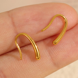 Pendientes de tuerca con diseño de gancho en forma de U, de metal, en oro, plata y acero inoxidable, joyería minimalista de moda para mujer - Product Image 3