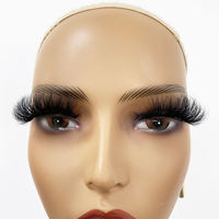 Lot de 5 paires de cils 3D ondulés de haute qualité, personnalisables avec logo, faux cils naturels faits à la main, bande complète, en plastique et coton