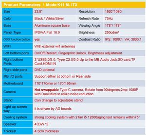 Computadora de Escritorio Todo en Uno Wandong de 23.8 Pulgadas, Procesador Intel Core i7 de Bajo Consumo, Almacenamiento Dual para Negocios, PC AIO de Bajo Consumo - Product Image 3