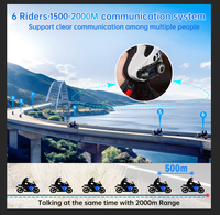 Kit de communication de groupe moto, 6 coureurs parlent simultanément, casque d'interphone de moto avec caméra/partage de musique/radio FM