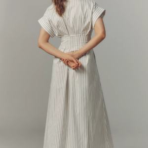 ชุดเดรสเชิ้ตแบบลำลองพร้อมเอวยางยืด ผ้าทอระบายอากาศได้ดี ชุดเดรสเชิ้ตแบบกระดุมคู่ - Product Image 2