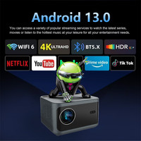 Projecteur intelligent mini Android 1080P 600 ANSI Lumens avec lecteur multimédia en streaming, décodage 4K, lecteur vidéo classique pour home cinéma