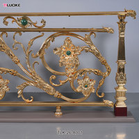 Nouvelles balustrades et rampes d'escalier haut de gamme en laiton européen et bois de rose, dorées, pour intérieur, balcon, terrasse, villa, hôtel, revêtement de sol