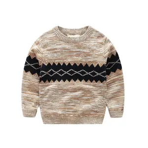Высококачественный пуловер с круглым вырезом, жаккардовый вязаный свитер для маленьких мальчиков, дизайнерский вязаный свитер для малышей