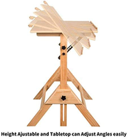 Table à dessin en bois massif MEEDEN, hauteur réglable et plateau inclinable pour les œuvres d'art, bureau de dessin pour artistes