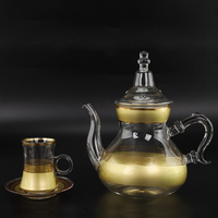 Service à eau en verre, tasse à thé, verres, théière marocaine avec couvercle, théière et tasse à café arabe, vente en gros