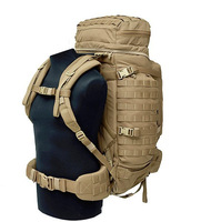 Sac à dos tactique MOLLE 55L kaki Sac de patrouille unisexe étanche à longue portée avec sangles et sacs intérieurs