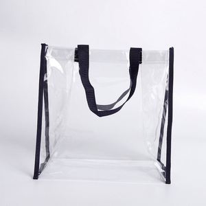 Sac de rangement transparent personnalisé, imperméable, en plastique, réutilisable, pliable, sac de courses avec logo imprimé sur mesure - Product Image 4